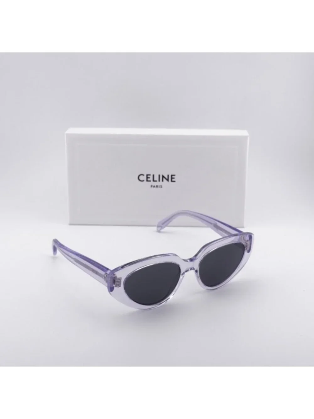 Celine CL40286I 78A Sunglasses Shiny Lilac Cat Eye Frame, Smoke Lenses